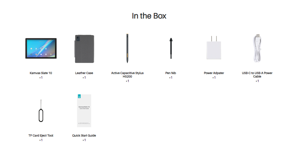 Huion Kamvas Slate 10 tablet image with descriptive screen view